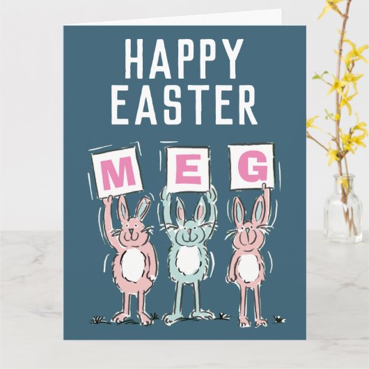 3文字の名前のイースターカード カード (黄色い花)