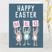 3文字の名前のハッピーイースターカード カード (黄色い花)