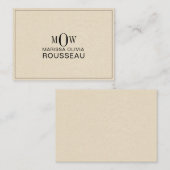 3文字モノグラムイニシャル名フェイクBisque Linen ノートカード (正面/裏面)