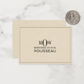 3文字モノグラムイニシャル名フェイクBisque Linen ノートカード (正面/裏面インサイチュ)