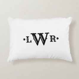 3文字モノグラムカスタムエレガントブラックアンドホワイト アクセントクッション