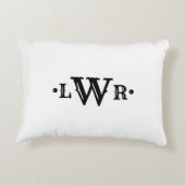 3文字モノグラムカスタムエレガントブラックアンドホワイト アクセントクッション (裏面)