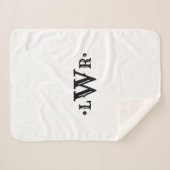 3文字モノグラムカスタムエレガントブラックアンドホワイト シェルパブランケット (正面(横))