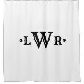 3文字モノグラムカスタムエレガントブラックアンドホワイト シャワーカーテン (正面)