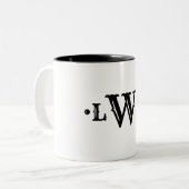 3文字モノグラムカスタムエレガントブラックアンドホワイト ツートーンマグカップ (正面左)