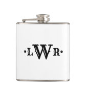 3文字モノグラムカスタムエレガントブラックアンドホワイト フラスク (正面)