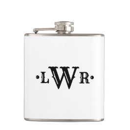 3文字モノグラムカスタムエレガントブラックアンドホワイト フラスク
