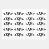 3文字モノグラムカスタムエレガントブラックアンドホワイト ラッピングペーパーシート (正面3)