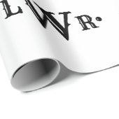 3文字モノグラムカスタムエレガントブラックアンドホワイト ラッピングペーパー (ロールコーナー)