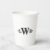 3文字モノグラムカスタムエレガントブラックアンドホワイト 紙コップ (裏面)