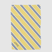 3文字モノグラム黄および青ストライプ文字 ゴルフタオル (正面)