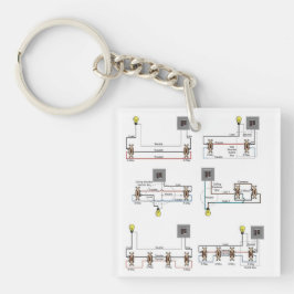 3方向ダイアグラムを持つ電気工事者向けのキーチェーン キーホルダー
