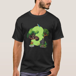 3日の誕生日ジャングル動物サファリ熱帯雨林3 Ye Tシャツ