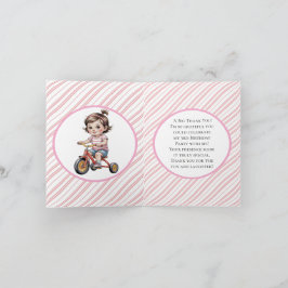 3日三輪車に乗った女の子の誕生日パーティーありがとう カード