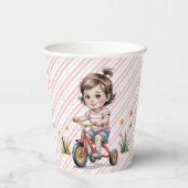 3日三輪車に乗った女の子の誕生日パーティー 紙コップ (裏面)