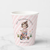 3日三輪車に乗った女の子の誕生日パーティー 紙コップ (正面)