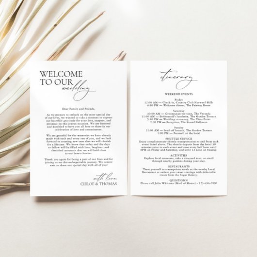 3日間の結婚式行程 エレガント モダン プログラム