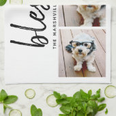 3書道モダン付き写真 – 賛美 キッチンタオル (折り畳み)