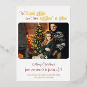 3最高のクリスマス妊娠のギフトファミリー2写真 箔シーズンカード (正面)