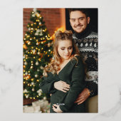 3最高のクリスマス妊娠のギフトファミリー4写真 箔シーズンカード (裏面)