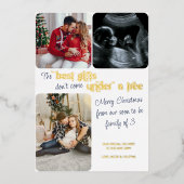 3最高のクリスマス妊娠のギフトファミリー4写真 箔シーズンカード (正面)