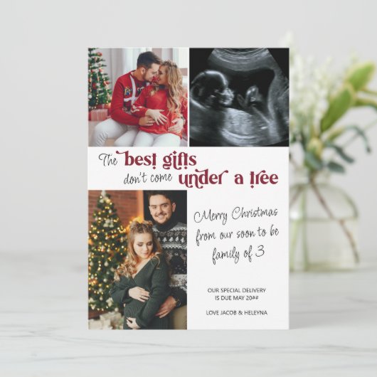 3最高の写真クリスマス妊娠のギフトファミリー シーズンカード (スタンド正面)