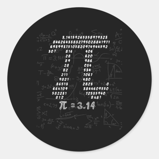 3月おもしろい14日Pi記号デザイン3.14 ラウンドシール (正面)