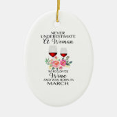 3月にワインを愛生まれする女性 セラミックオーナメント (正面)