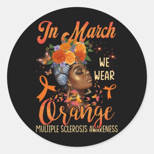 3月に我々は衣服オレンジ多発性硬化症Afro Bl ラウンドシール (正面)