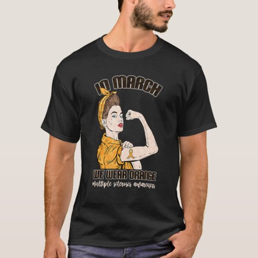 3月に私たちは衣服オレンジMs多発性硬化症戦争 Tシャツ (正面)