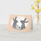 3月のかわいくお洒落なノウサギ カード (黄色い花)
