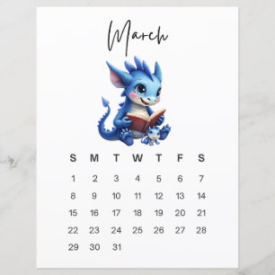 3月のベビードラゴンアートプリント ストーリーブックドラゴン