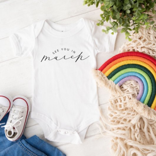 3月の妊娠の告知であなたを参照 ベビーボディスーツ