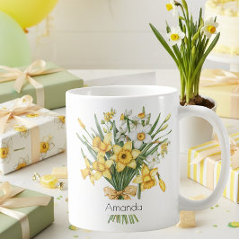 3月の誕生日にエレガントな黄色の水仙のコーヒー コーヒーマグカップ
