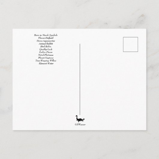 3月の誕生日のシンボル ポストカード (裏面)