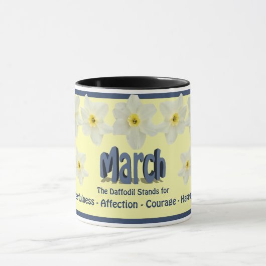 3月の誕生月の花が付いているマグラッパスイセン マグカップ (中央)