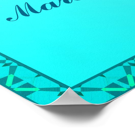 3月の誕生石イラストレーション – アクアマリンポスト ポスター (角)