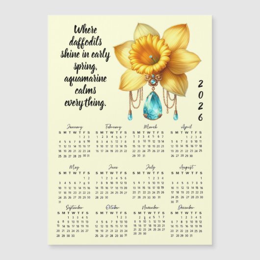 3月の誕生花と誕生石のカレンダー (正面)