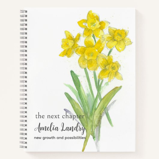 3月の誕生花ジャーナル 水仙の花 ノートブック (正面)