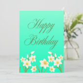 3月の誕生花 アクアマリン背景の水仙 カード (スタンド正面)