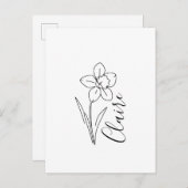 3月の誕生花　水仙 インビテーションポストカード (正面/裏面)