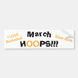 3月のHOOPSバスケットボールバンパーステッカー バンパーステッカー
