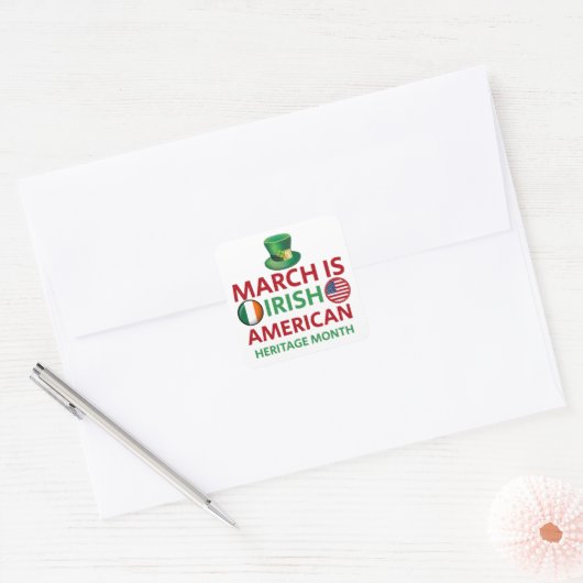 3月はアイリッシュアメリカ伝統月 スクエアシール (封筒)