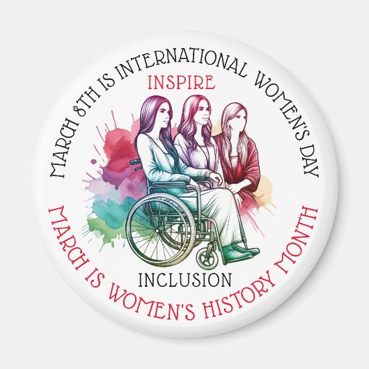 3月は女性の歴史の月を含インスパイアむ マグネット (正面)