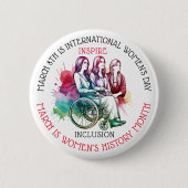 3月は女性の歴史の月を含インスパイアむ 缶バッジ (正面)
