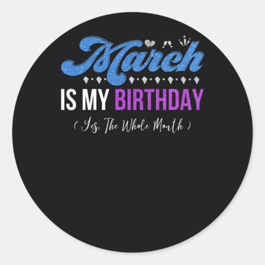 3月は私の誕生日は1月の全体 ラウンドシール (正面)