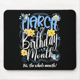 3月は私の誕生日月書道イエローデイ マウスパッド