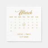 3月カレンダー結婚金ゴールド スタンダードカクテルナプキン (正面)