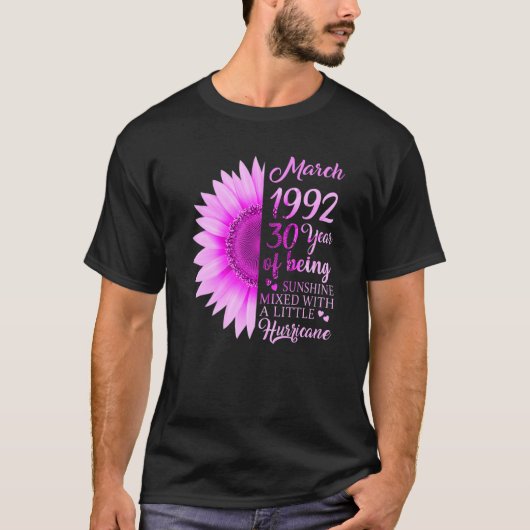 3月ガール1992 30歳30歳の誕生日 Tシャツ (正面)