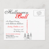 3月ハロウィーン招待状のスケルトン インビテーションポストカード (裏面)